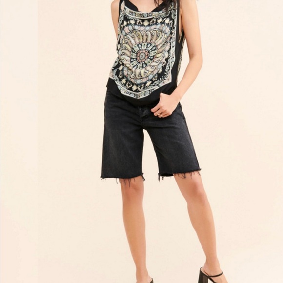 Free People Bohemian Black and Cream Women's Top - Picture 3 of 8